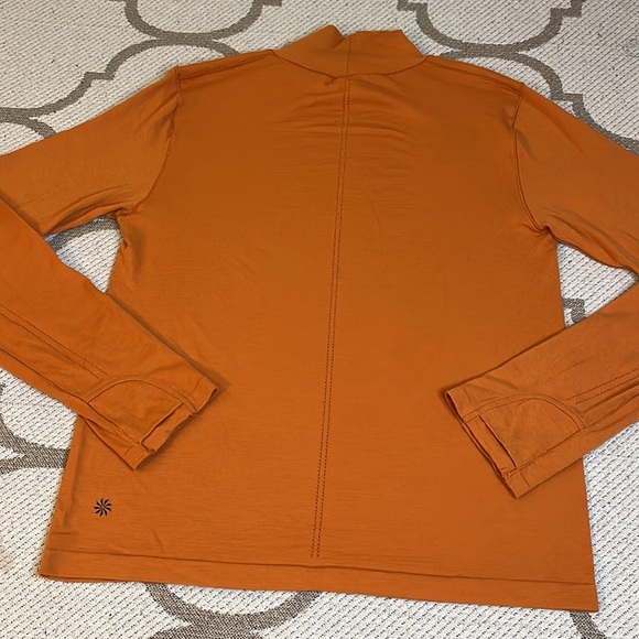 Athleta Ascent Seamless turtleneck Foliage Orange Thumbhole long sleeve top - Picture 7 of 12